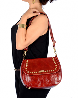 Bolsa de Couro Transversal 455  Bordô