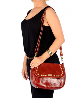 Bolsa de Couro Transversal 455  Bordô