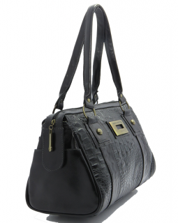 Bolsa Baú  Elegance Luxo Croco Preta
