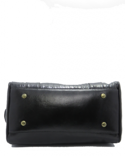 Bolsa Baú  Elegance Luxo Croco Preta