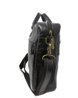 Pasta de Mão de Couro Preta Croco