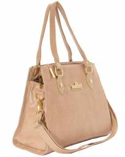 Bolsa de Couro Três Divisões 297 Marfim Cobra